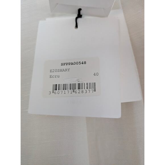 NWT Sandro Paris Wide Leg Linen Blend Pants Ecru FR 40 US 8 Trousers High Waist - Picture 5 of 9